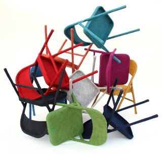 The 2010 California Design Biennial - Photo 7 of 7 - Responding to the cold industrialism of modern furniture, designer Tanya Aguiniga hand-felts the traditional folding chair using a time-honored craft method that brings a handmade warmth to a mass-produced object.