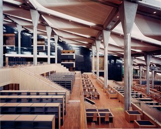 The interior of the Alexandria Library in Alexandria, Egypt. Photo by James Willis, courtesy Snøhetta and SFMoMA.