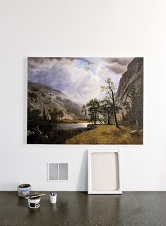 With broad expanses of white walls and perfectly modulated light, this space is the very picture of an artist’s studio—and it was crafted as carefully as Monkman’s mountain landscape.