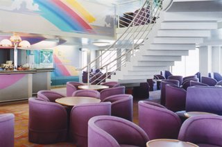 One of Platner’s last projects was a pair of English cross-channel ferries, the Fantasia and the Fiesta, for which he designed yellow Union Jack carpeting and lavender chairs.