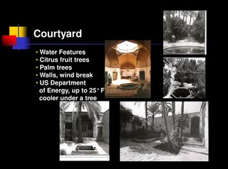 This image from Razavian's presentation shows the benefits, as well as some iterations, of designing with a courtyard and water feature.