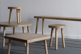 Simple utilitarianism at its finest: Takagi's Simple Machines series of stools, benches, and tables in white oak.