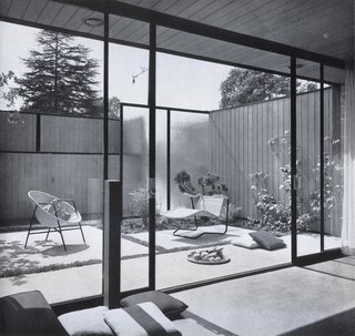 View of court from living room, 1953.