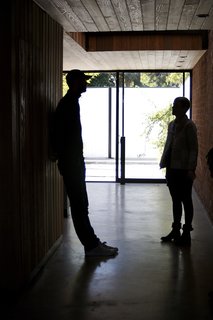 Alan Koch and Rebecca Rudolph contemplating how to design the workspace.
