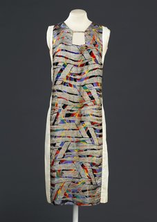 Dress, designed by Sonia Delaunay, France, 1925-28. Printed silk satin with metallic embroidery. Musée de la Mode de la Ville de Paris, Galliera. © L & M SERVICES B.V. The Hague 20100623.