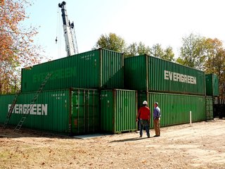 Moving the containers into place took just over five hours. Photo ©2011 epic software group, inc.