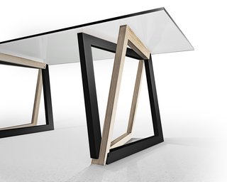 Dror Benshetrit didn't set out to reinvent the wheel—er, joint—when considering aesthetic solutions for interlocking corners. "I really wanted it to look super balanced and equal," he says. "It was just laying out a little experimentation in 'What if.' What if they have this strange cut and they sat next to each other."