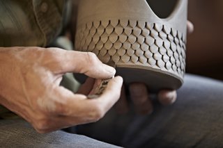 Wisner impressed and incised his pattern into the clay, using a tool he fashioned from a hacksaw blade.