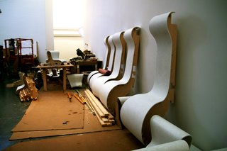 Brooklyn Museum's reOrder - Photo 6 of 12 - Adding function to the form, the columns are fitted with exaggerated shapes to allow for seating of various sizes. Such large rooms tend to become a thoroughfare, Rozen explains, so adding functionality to draw visitors not only to occupy but also examine the room was an important goal.