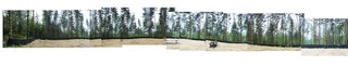 Panoramic building site image, stitched together using Photoshop.