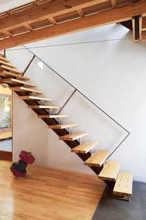 Keep Right<br><br>To eliminate flex in the cantilevered stairs, Bernier placed the structural stringer off-center. "When you climb the stairs and hold the rail, you actually step closer to the inside edge," he says. He also located the handrail against the wall to keep it from visually interrupting the living room. The custom metalwork is by Félix Lepage.<br><br>felixlepagedesign.com<br><br>Don't miss a word of Dwell! Download our FREE app from iTunes, friend us on Facebook, or follow us on Twitter!