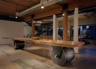 Building the Maxon House: Week 5 - Photo 6 of 9 - The rolling table at Artist’s Studio, Seattle, 2006. Photo by Benjamin Benschneider.