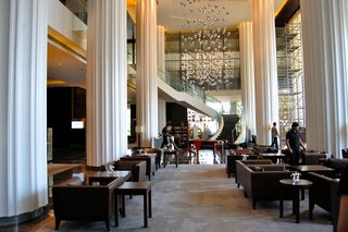 Touring India - Photo 11 of 27 - The grand lobby of the Marriott in Pune is in direct contrast to it's surroundings. It's one of many new luxury hotels popping up in the city, which is a growing tech hub.
