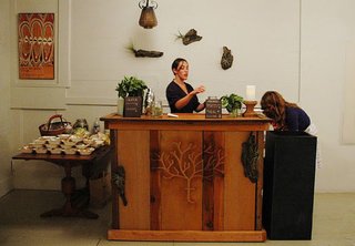 Maggie Wilson of Maggie Wilson Events prepares and serves treats sourced from the Treehouse urban garden.