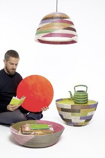 Stephen Burks, Single Basket Lamps & Basket Tables with Daniel, 2010. Photo by Daniel Hakansson.