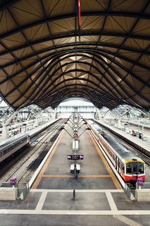Exploring Melbourne, Australia - Photo 2 of 25 - On the other end of the high-design, high-budget spectrum, Southern Cross Station designed by Grimshaw Architects, is all swooping roofs and open space. Rather a nice spot to get stuck should your train run late.