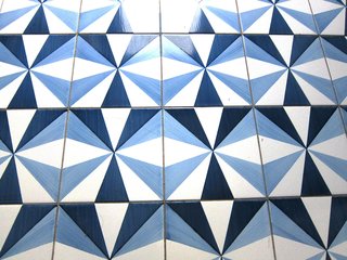 Almost all the patterns feature the same shades of blue and white, thought by the architect to produce a calming effect.
