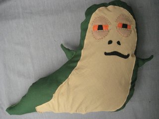 I hand stitched these on where the seam hit on the sides. Hahaha, lookit this guy! What a goof!