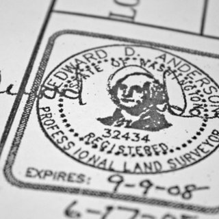 The official stamp of our surveyor, Mead Gilman Associates. Nothing is official until its signed, stamped, sealed and delivered.
