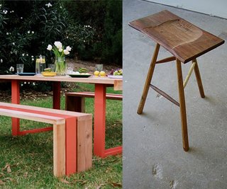 Scout Regalia's White Oak Table Set and Sam Moyer's Three-Legged Stool.