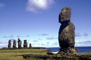 Easter Island is most famous for the hundreds of large carved monolithic statues, known as moai, that were created to represent ancestors by the Rapa Nui people from approximately the ninth to the seventeenth centuries AD.