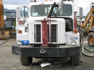 This is our ground source heat pump wellfield drilling rig: primitive but very effective.