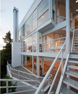 This Lake House Is a Living Piece of Architecture History - Photo 14 of 21 - The rear facade is a complex articulation of angles and walkways.
