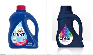 The new Cheer packaging (right) earned a seal of approval from the critics at Brand New.