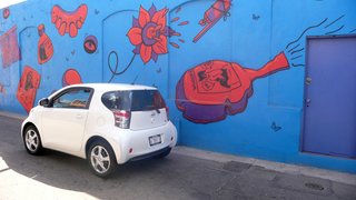At 10 feet long by five feet wide, the car barely makes a dent in this Venice alley.