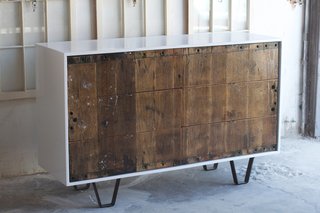 Denver's Fin Art Co. - Photo 3 of 5 - This console illustrates the contrast of old an new materials found in Fin Art's work. One of their influences is Brooklyn-based furniture maker Palo Samko, who has a similar aesthetic.