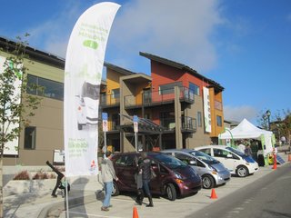 A Zero-Energy Community: Part 8 - Photo 4 of 7 - We partnered with Mitsubishi to do a test drive event for their new i electric vehicle. The lowest carbon footprint townhome community in the US meets the lowest carbon footprint vehicle in the US! The i is a great urban car with a MPG equivalent of 112.