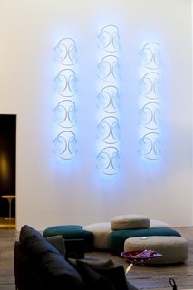 A corner of DZINE was given over to Flos's shop-in-a-shop, which included this installation of Gilad's Wallpiercings.