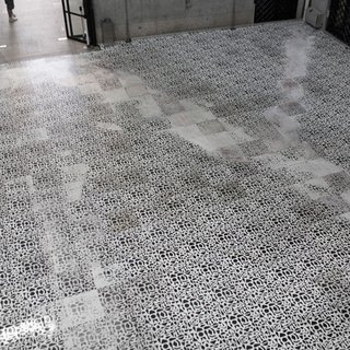 This 2009 installation at La Casa Encendia, an art center in Madrid, is one of my favorite projects by Urculo. In it, he uses graphics printed on the floor to show how people move through a space.