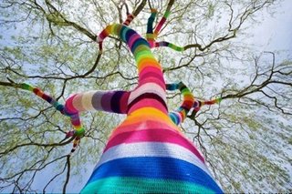 Here's one of Agata Olek's random acts of yarn.