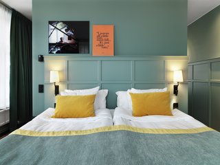 Here's one of the hotel's 391 rooms, a junior suite. In terms of amenities, there's a complimentary breakfast, free WiFi, hair dryers, television, toiletries, and safe for all rooms. Rooms range from a 1182 SEK Cabin ($175) to a 3222 SEK ($482) Master Suite. Be forewarned: though the lower price of cabin rooms is tempting, they do not have windows.
