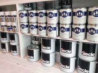 Colour Makes People Happy - Photo 3 of 5 - All of Simon’s own brand Siecle paint is made in Holland to his own specific ratios of resin, chalk, and water. "The company I work with makes it in a machine that looks like a giant Kenwood mixer."<br><br>As well as his own special blend, Simon also sells Dutch paint De Drie Molens. "I like these guys. They’re really, really old. Holland is the home of paint making it has been for four hundred years. The only way to tell a good paint is to see whether it’s still on the outside wall of your house after six years."