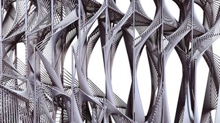 The Making of Screenplay: Part 3 - Photo 1 of 3 - Here's a close-up elevation view of Screenplay. The rope is looped around the steel frame to create a dense, continuous surface.