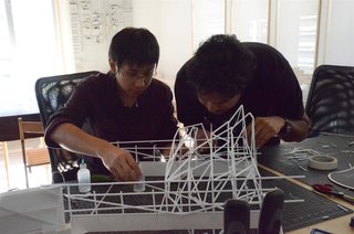 Here we are building the frame using polystyrene sticks.