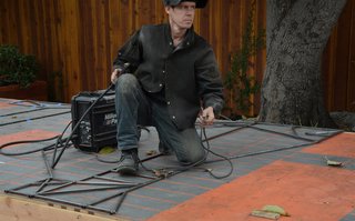 Dwayne Oyler, partner of Oyler Wu Collaborative, welds all the pieces right on the platform.