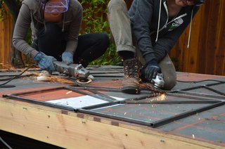 We then grind the welds smooth with the angle grinder.