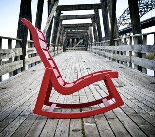A collaboration with Loll yielded this outdoor rocker.
