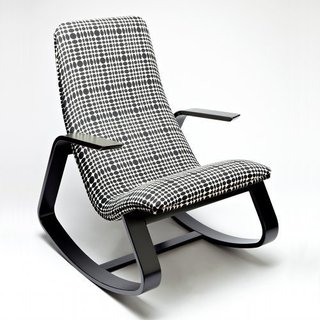 Here's the rocker covered in Verner Panton–designed fabric.
