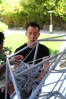 Managing large bundles of rope while looping has become one of the challenges of this process. Photo by Clifford Ho.