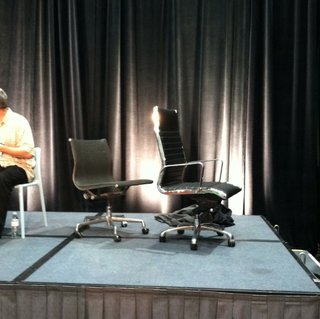 Demetrios brought in this pair of Eames chairs. Can you guess the knockoff? It's the one at right.