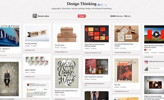 Richard LaRue's Design Thinking board has 1,194 pins covering a large assortment of graphic design projects.