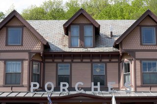Porches Inn, North Adams, Massachusetts - Photo 3 of 21 - Located on the site of renovated mill worker’s quarters, Porches still retains its aura of down-to-earth livability even as it houses some of the world’s most impressive artists. Consisting of six multi-hued 1890’s Victorian row houses, its two connecting porches give the illusion of one extremely long vacation cabin.<br><br>Designed by Nancy Fitzpatrick (the mastermind behind the newly revamped <br><br>Red Lion Inn in Stockbridge, Massachusetts) and her design team, Porches is situated directly in heart of the Berkshires, 2.5 hours from Boston and 3.5 hours from New York City.