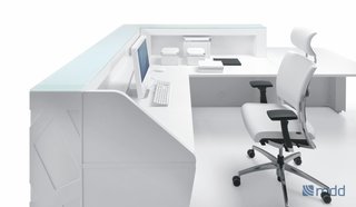 The high front panel of the desk allows for ample organization and a large interior work space.