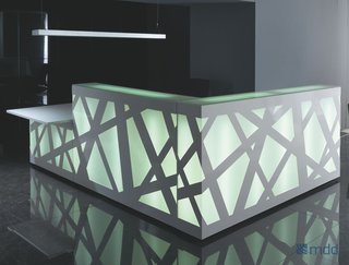 The desk can be lit in 15 different colors, plus white.