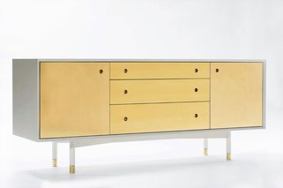 This brass credenza ($7,600) is one of the collective's first pieces. The warm metal has seen a surge in popularity, especially this year as designers experimented with ways to make modern design feel fresh.<br><br>"We looked at a lot of modernism and a lot of postmodernism during our education. Our teachers armed us with the ability to design clean, simple, functional objects and we still intend to do so; however, like previous generations of designers, we are beginning to find our own voice for our own time," says Ellis.