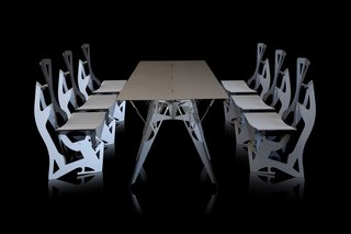 Table and chairs by Folditure.